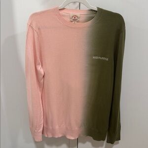 Brooks Brothers Two-Tone Pink and Olive Crewneck Sweater